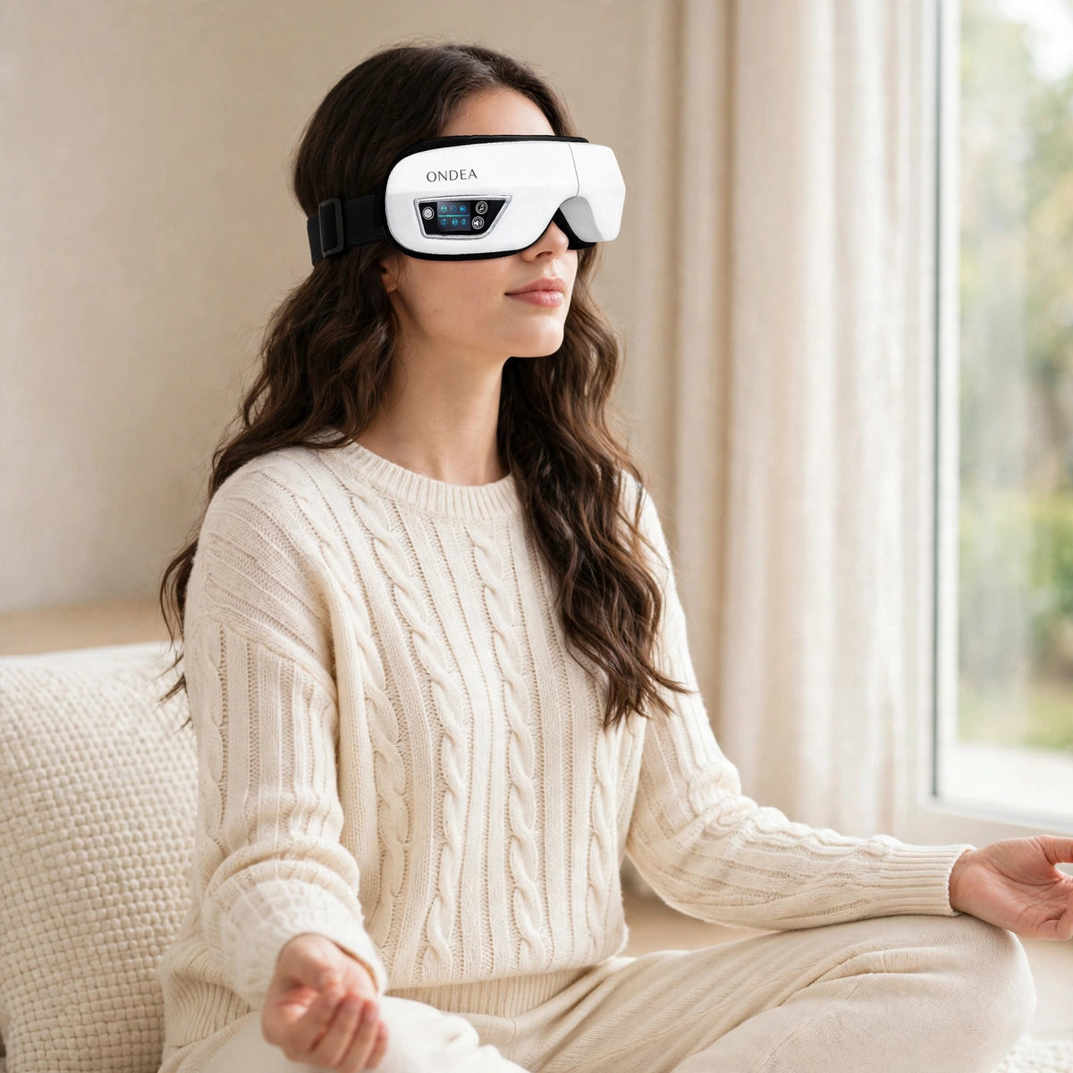 Masseur Oculaire Bluetooth à Coussins d'Air et Vibration, 4 Modes