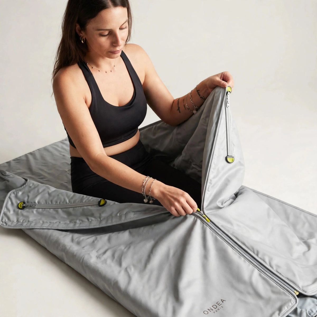 Couverture de Sauna Infrarouge Portable 180 × 80 cm, Deux Zones de Chauffe