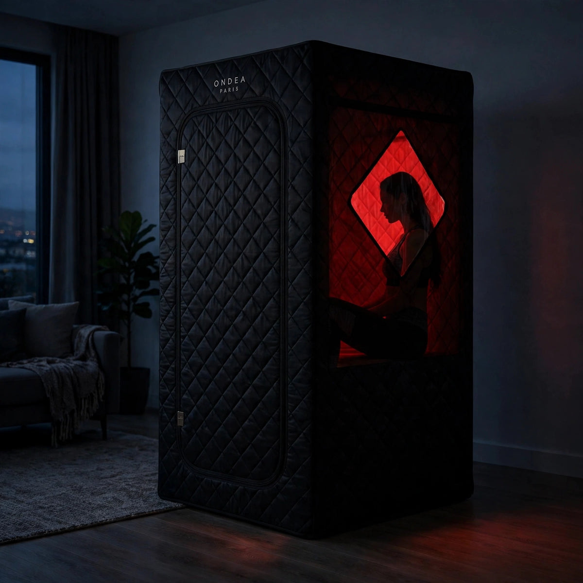 Sauna Infrarouge Portable avec Panneau de Lumière Rouge 660 nm et Chaise
