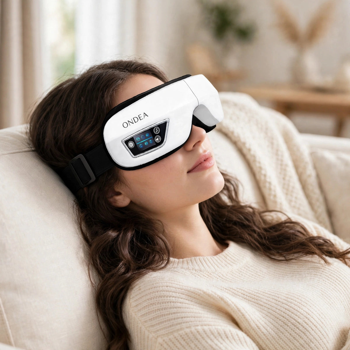 Masseur Oculaire Bluetooth à Coussins d'Air et Vibration, 4 Modes
