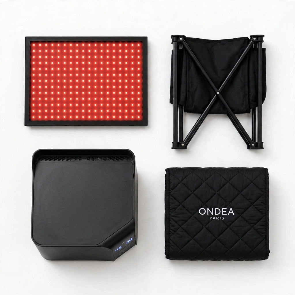 Sauna Infrarouge Portable avec Panneau de Lumière Rouge 660 nm et Chaise