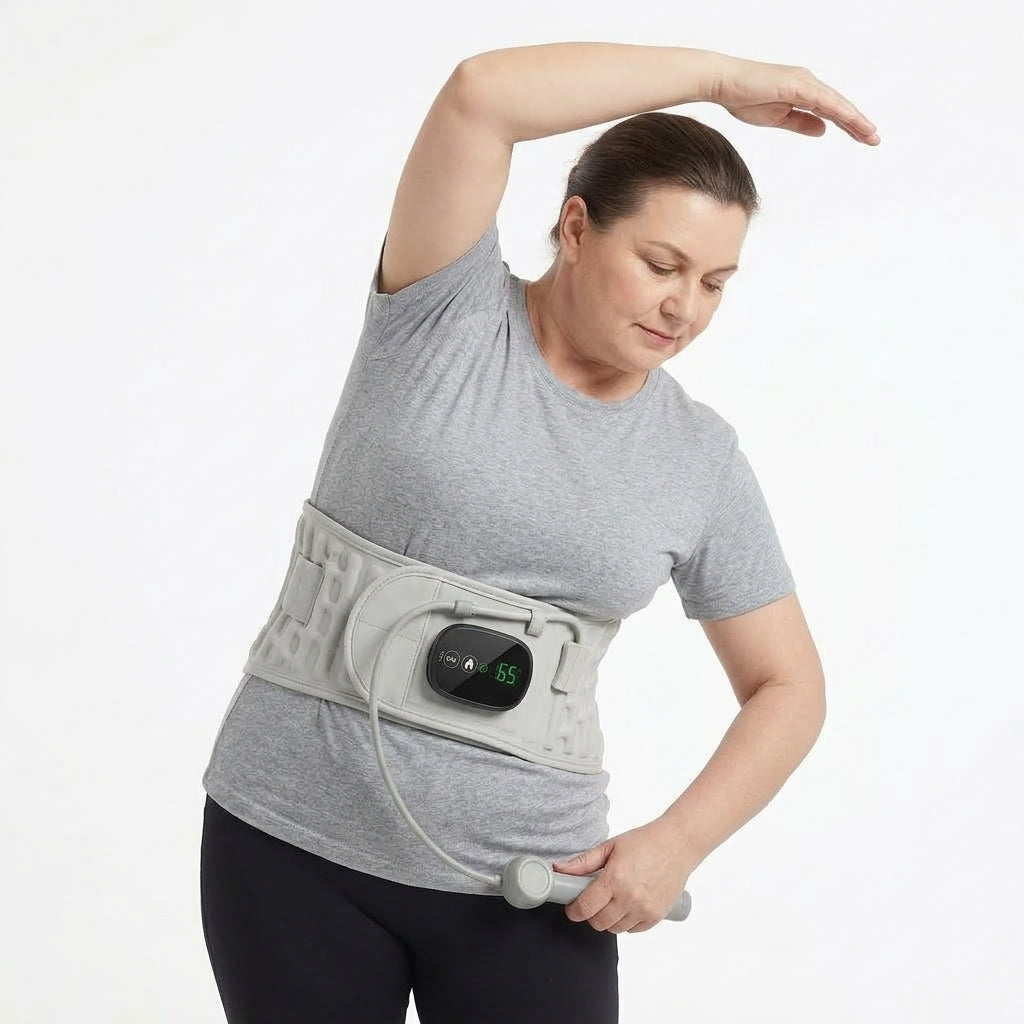 Ceinture Lombaire Chauffante & Massante Vibration, Compression d’Air & Rechargeable