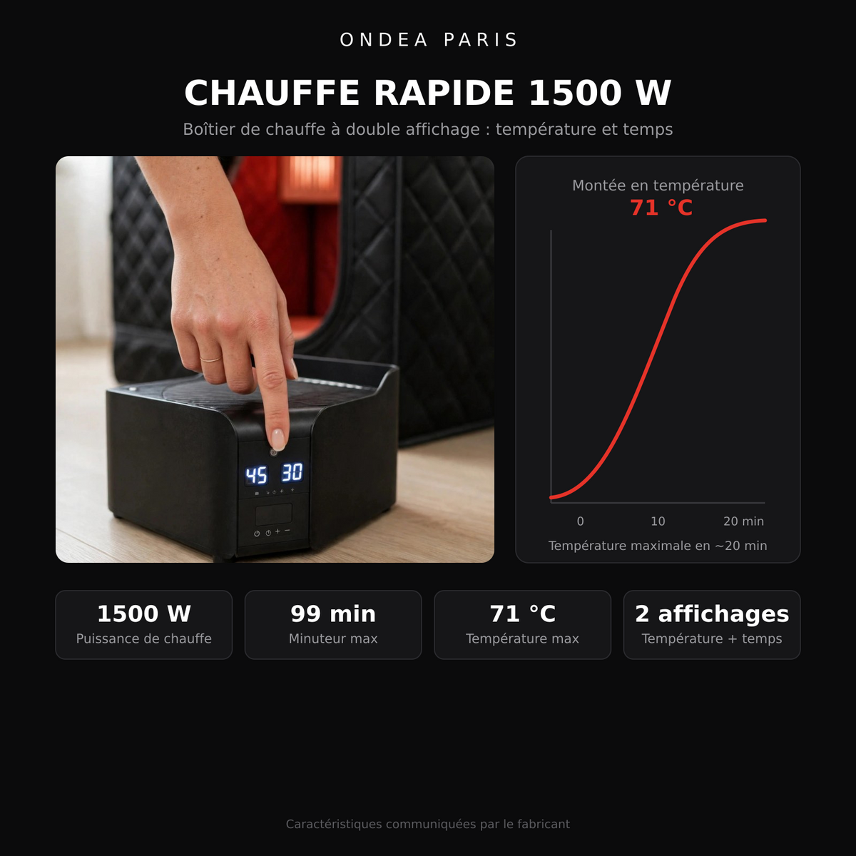 Sauna Infrarouge Portable avec Panneau de Lumière Rouge 660 nm et Chaise