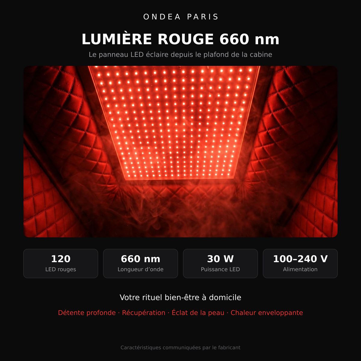 Sauna Infrarouge Portable avec Panneau de Lumière Rouge 660 nm et Chaise