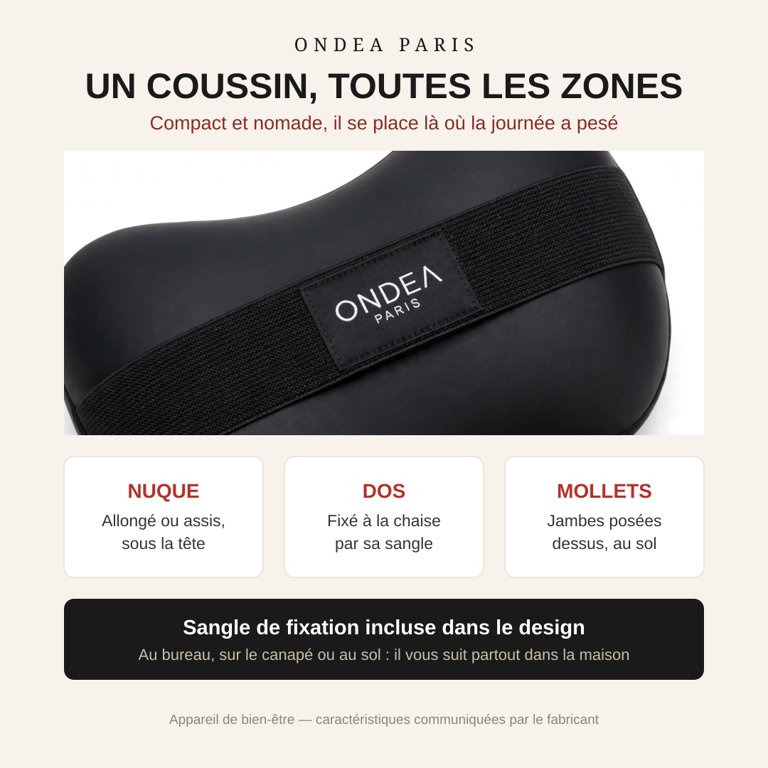 Oreiller de Massage Cervical Chauffant, Pétrissage et Vibration