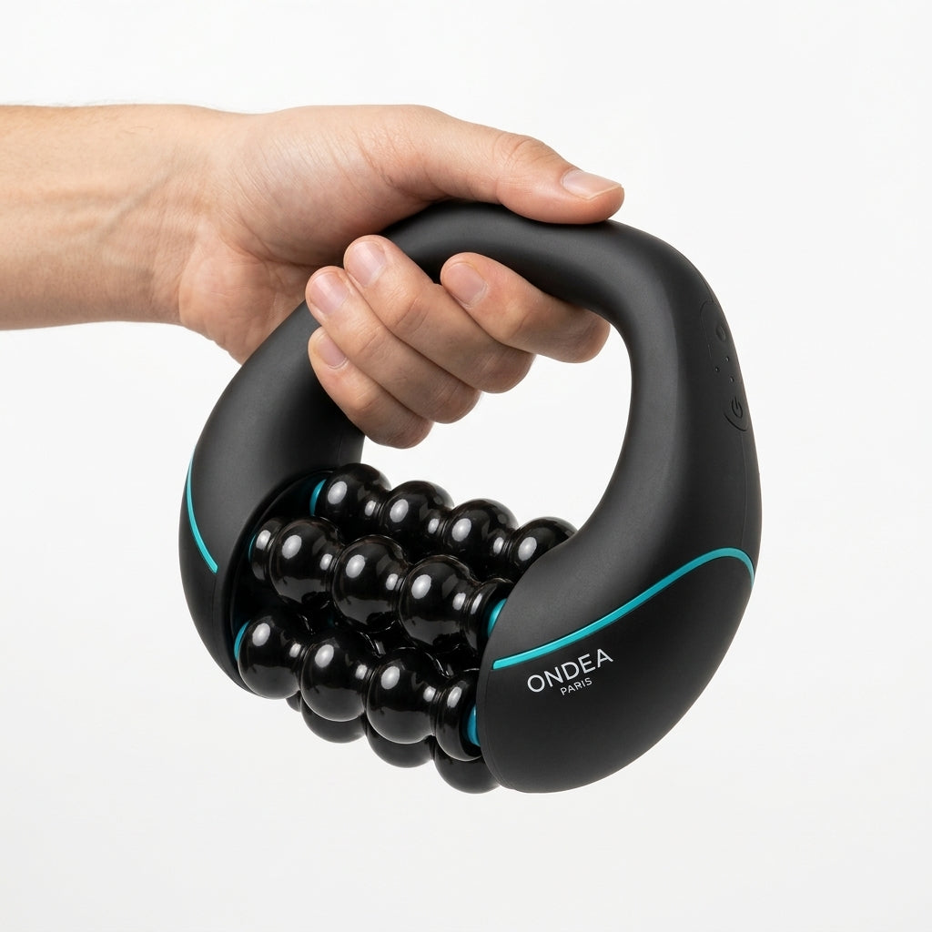 Mini Rouleau de Massage Électrique Sans Fil, 6 Rouleaux et 3 Vitesses