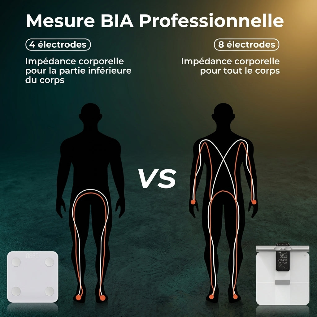 Balance Impédancemètre Intelligente Analyse Corporelle, IMC, Masse Grasse & Bluetooth