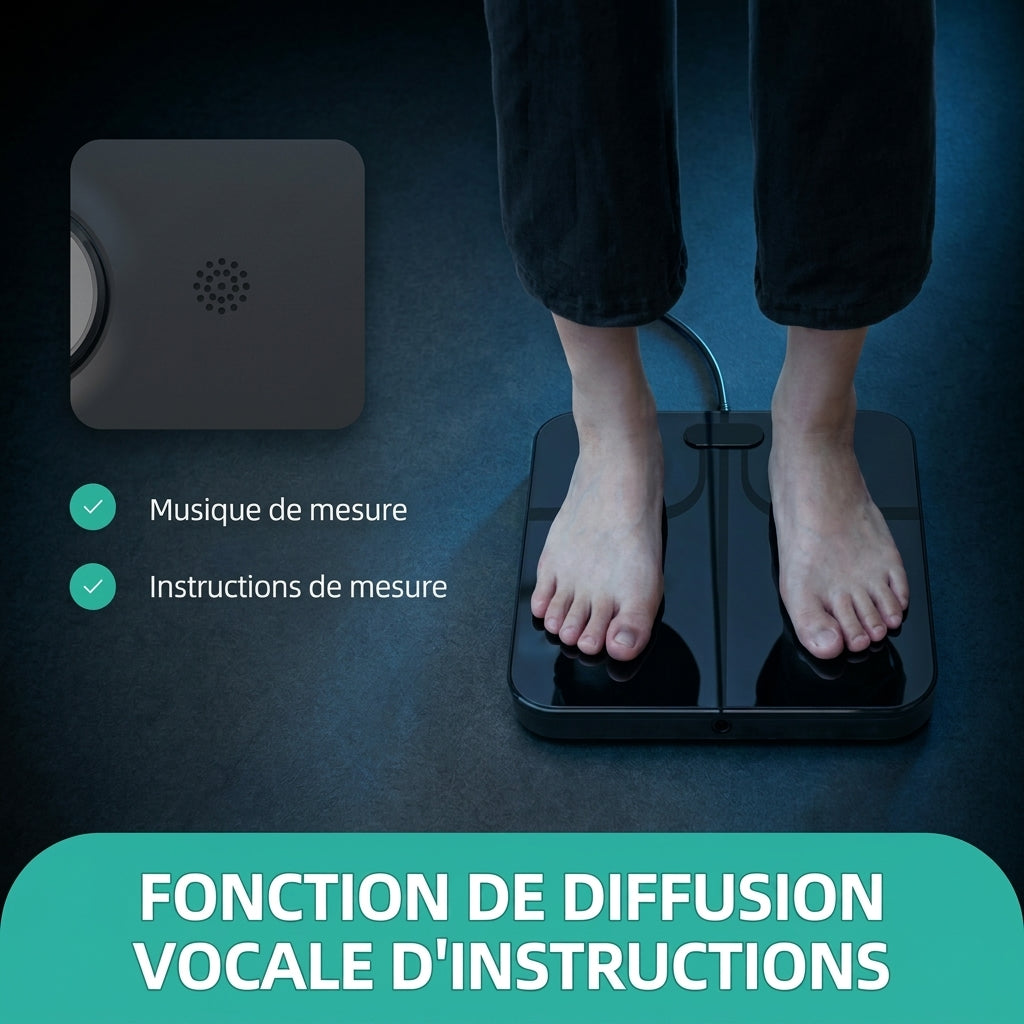Balance Impédancemètre Connectée Analyse Corporelle avec Fonction Vocale