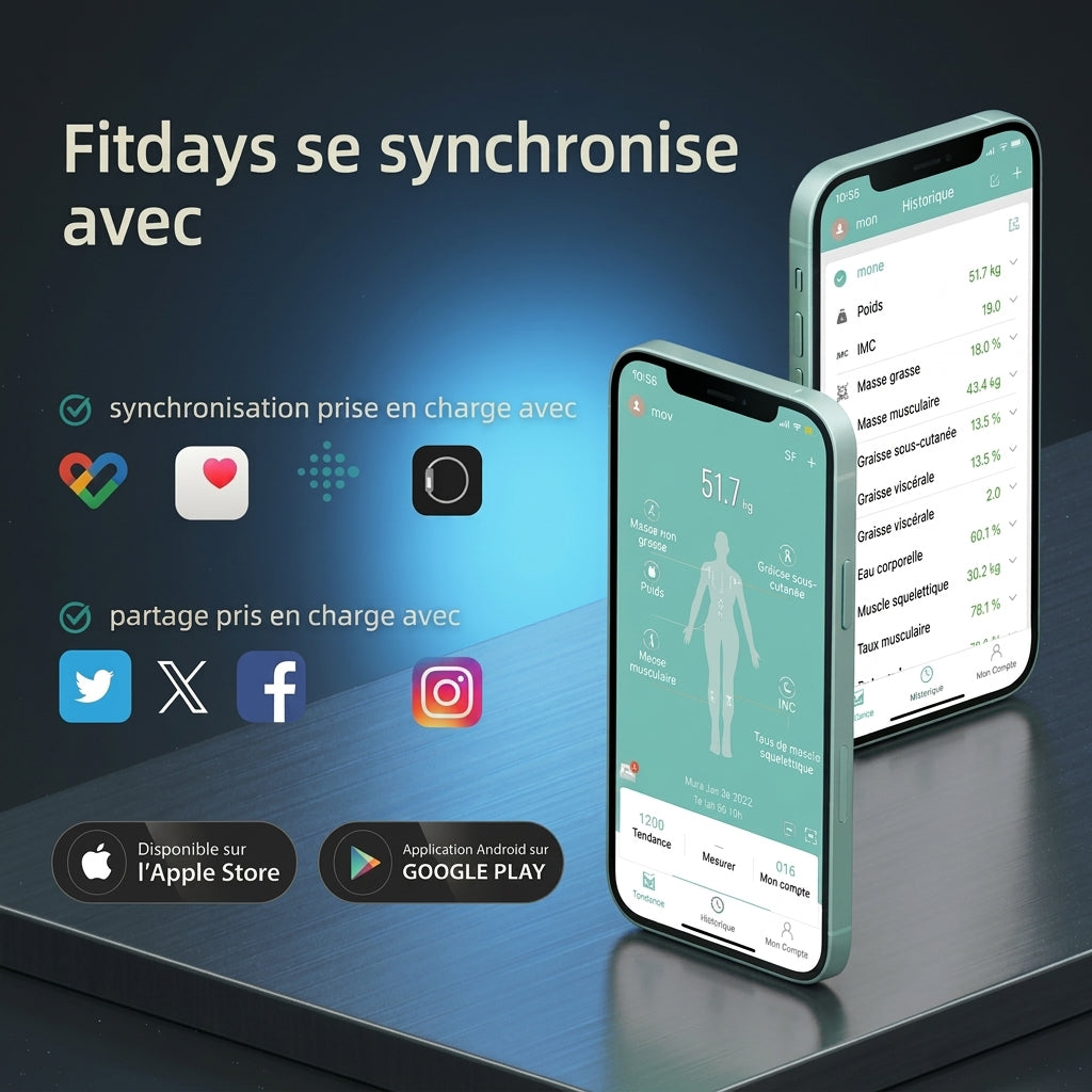 Balance Impédancemètre Connectée Analyse Corporelle avec Fonction Vocale