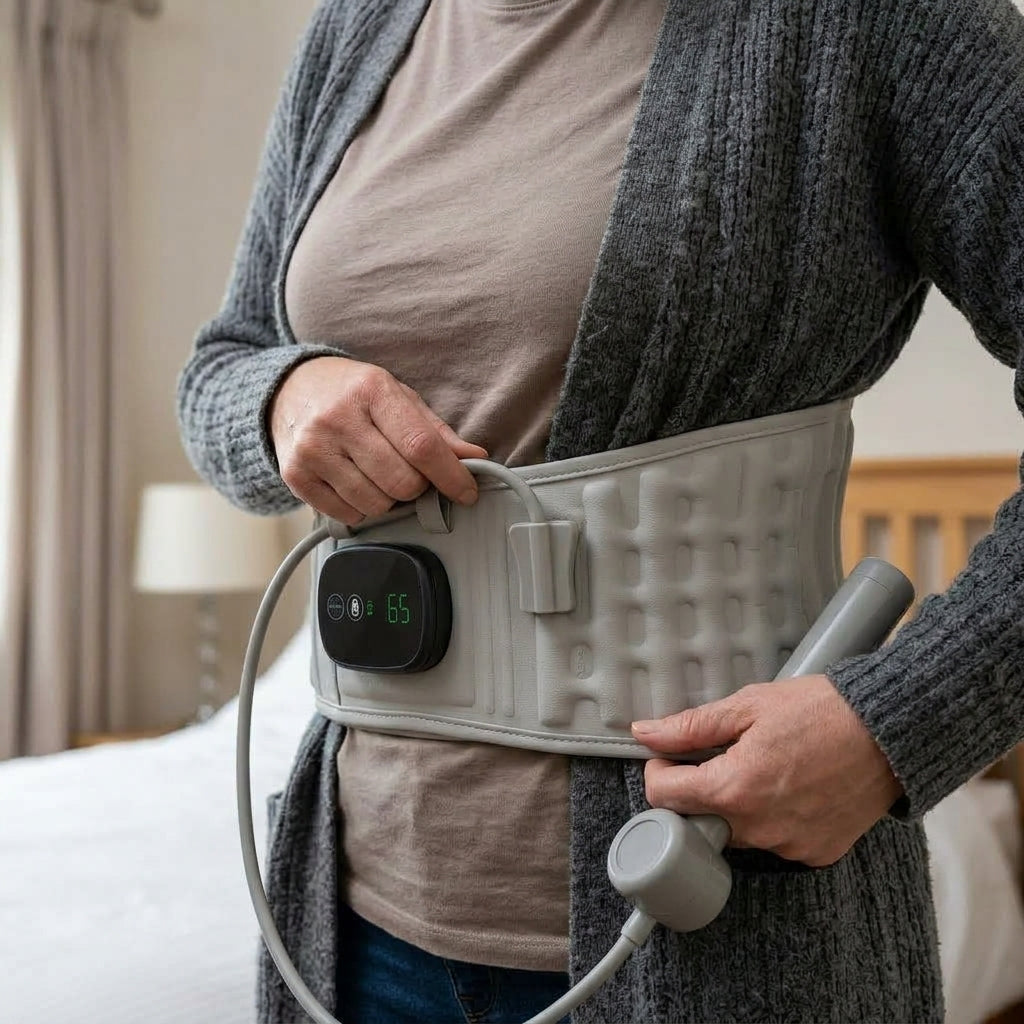 Ceinture Lombaire Chauffante & Massante Vibration, Compression d’Air & Rechargeable