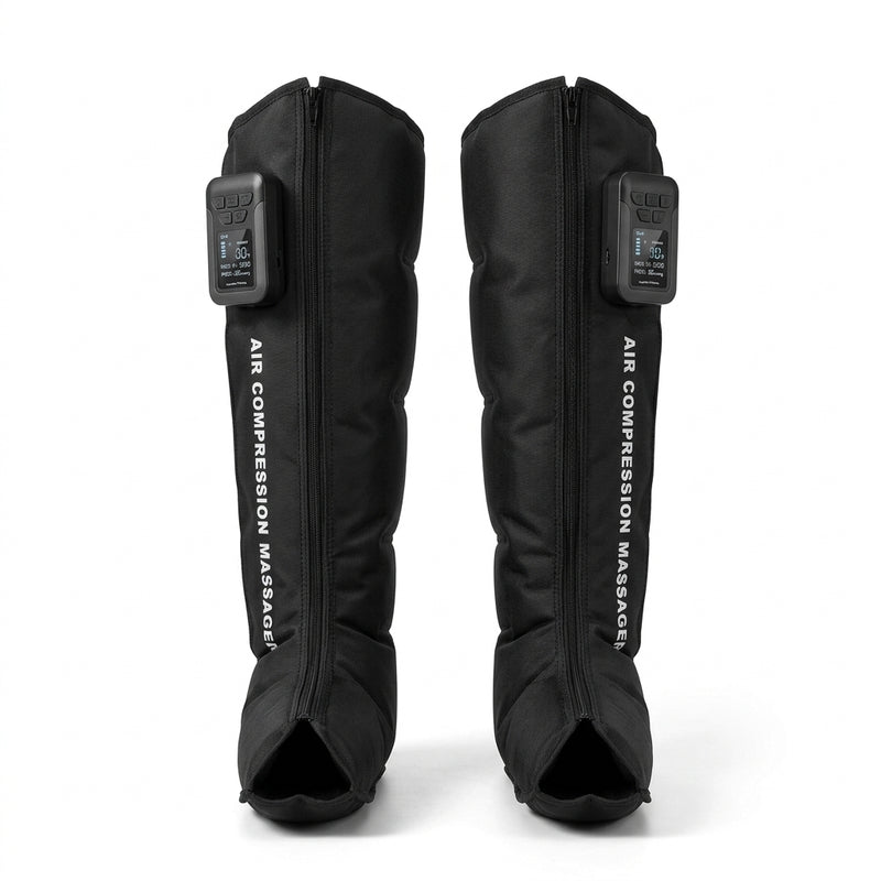Bottes de pressothérapie sans fil Ondéa, boîtier fixé sur la botte