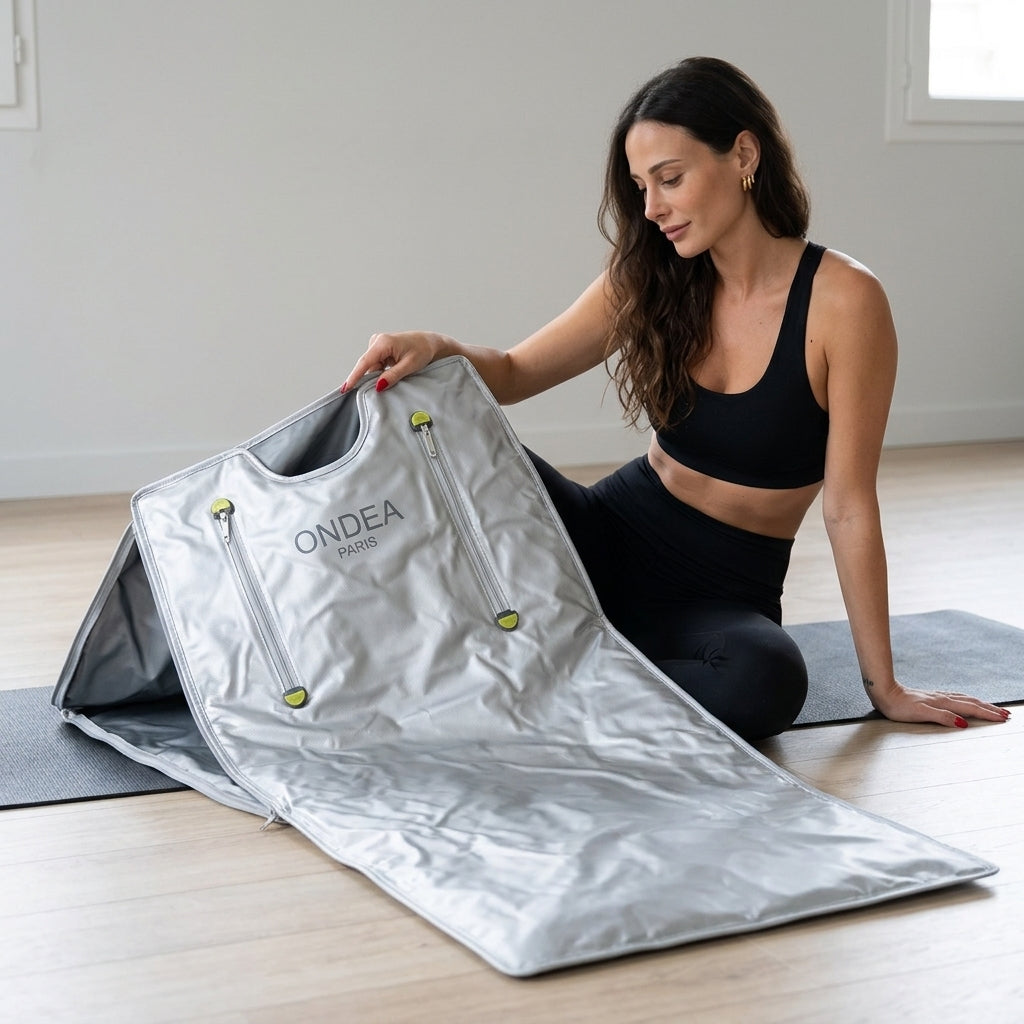 Couverture de Sauna Infrarouge Portable 180 × 80 cm, Deux Zones de Chauffe