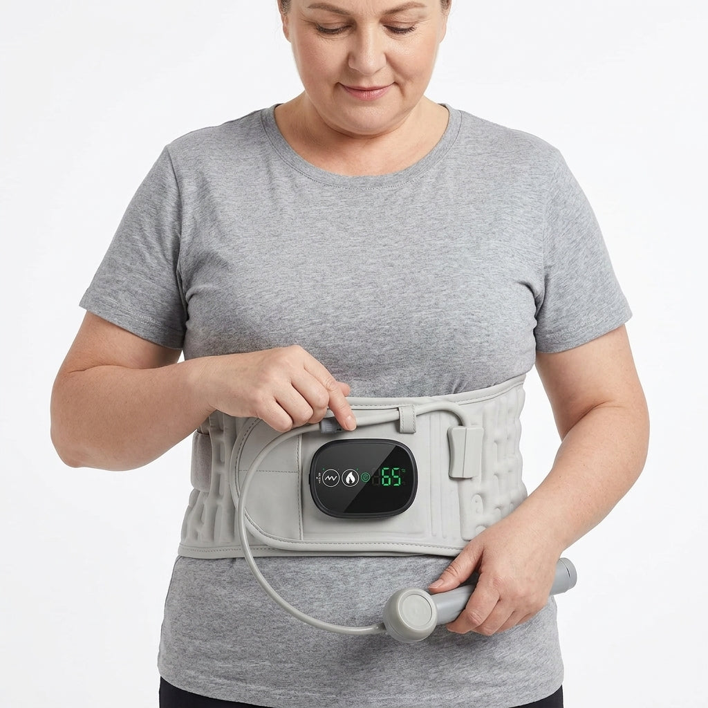 Ceinture Lombaire Chauffante & Massante Vibration, Compression d’Air & Rechargeable