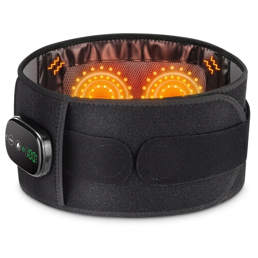 Ceinture Lombaire Chauffante et Vibrante Massage, Lumière Rouge & Chaleur