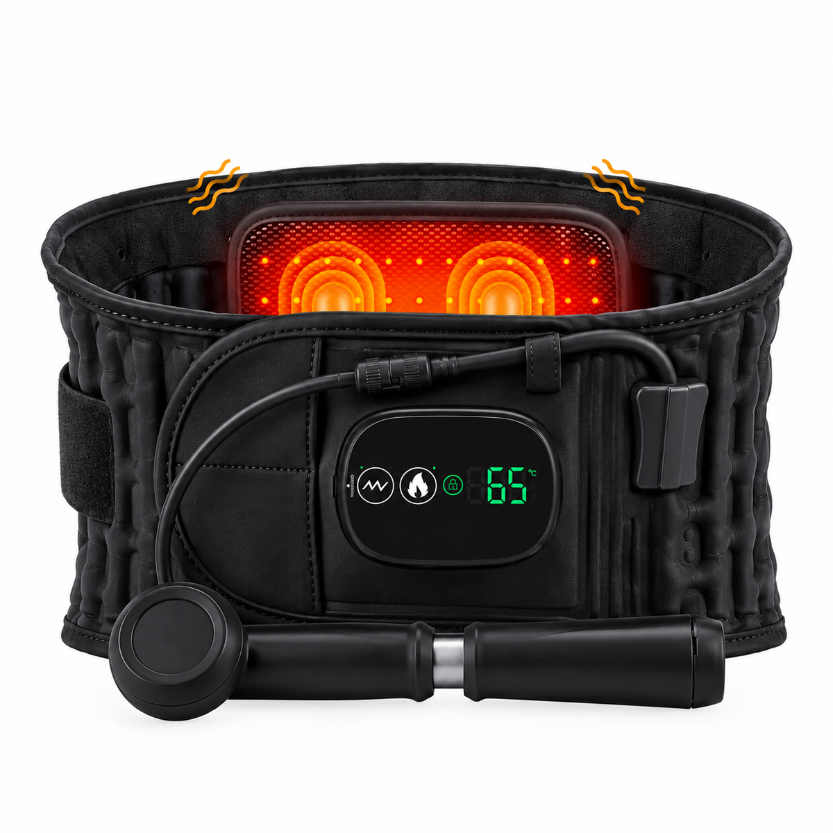 Ceinture Lombaire Chauffante & Massante Vibration, Compression d’Air & Rechargeable