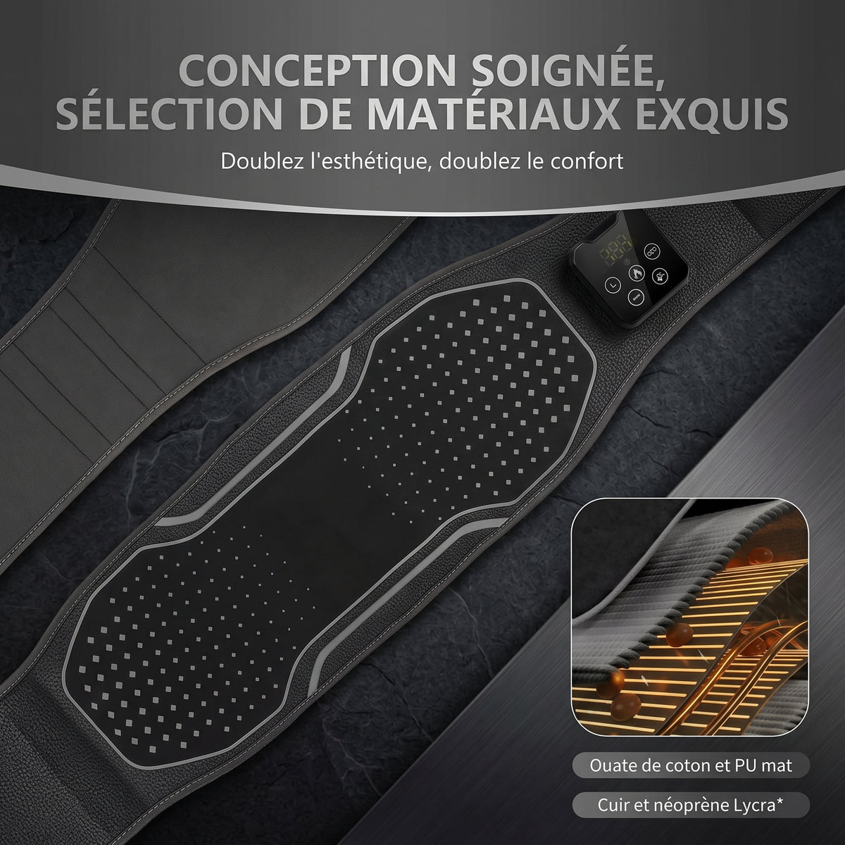 Ceinture Lombaire Chauffante, Massante & à Lumière Rouge Pro