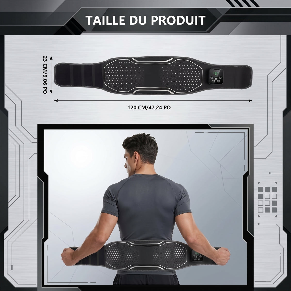 Ceinture Lombaire Chauffante, Massante & à Lumière Rouge Pro