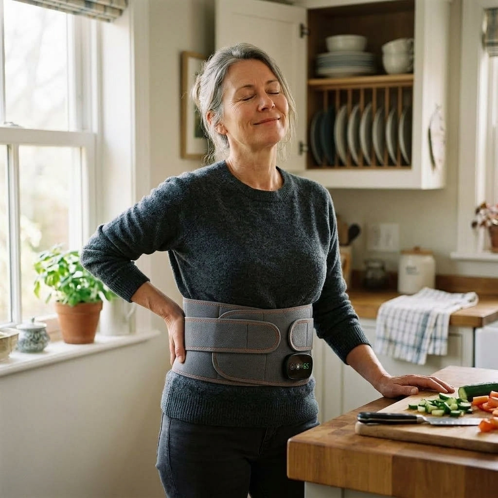 Ceinture Lombaire Électrique Chauffante Massage Vibrant & Lumière Rouge