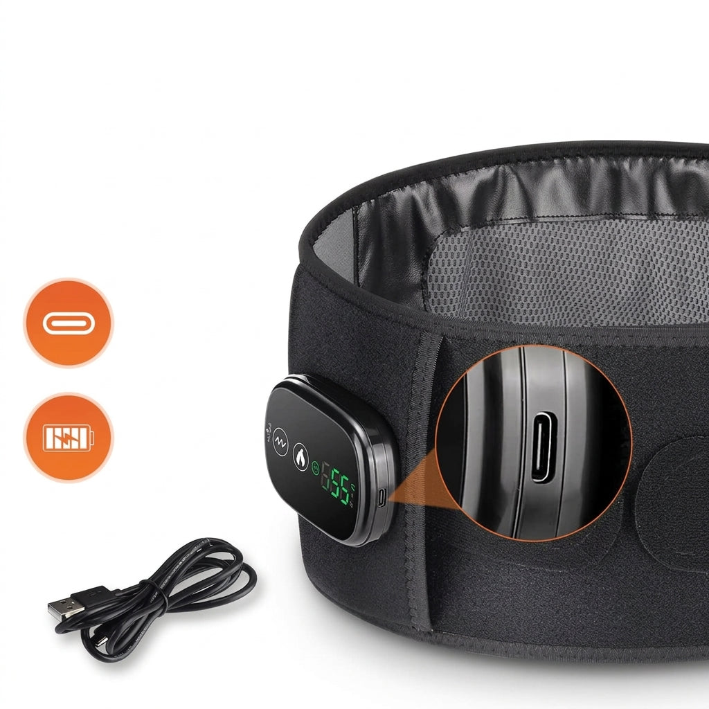 Ceinture Lombaire Chauffante et Vibrante Massage, Lumière Rouge & Chaleur