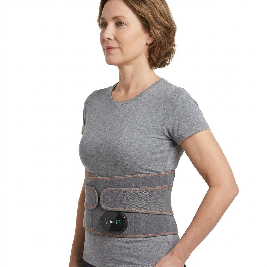 Ceinture Lombaire Électrique Chauffante Massage Vibrant & Lumière Rouge