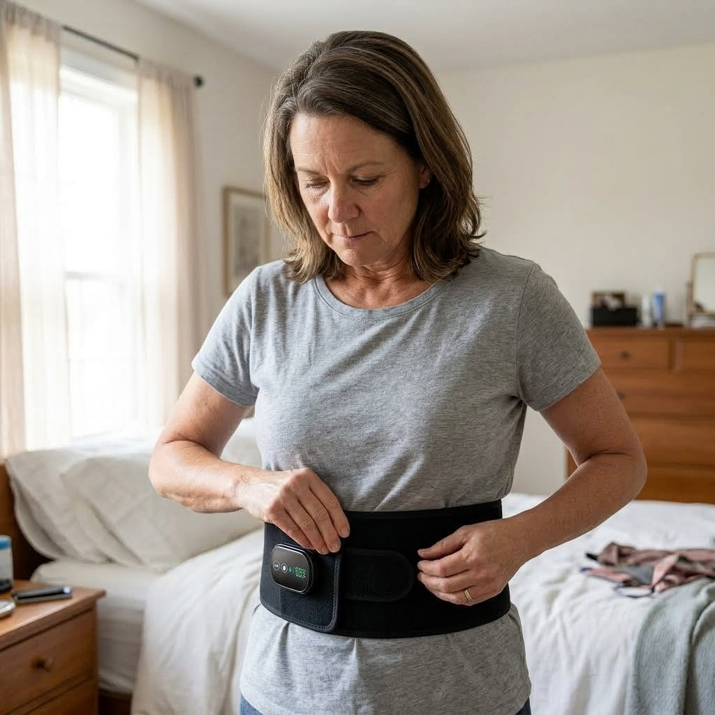 Ceinture Lombaire Chauffante et Vibrante Massage, Lumière Rouge & Chaleur