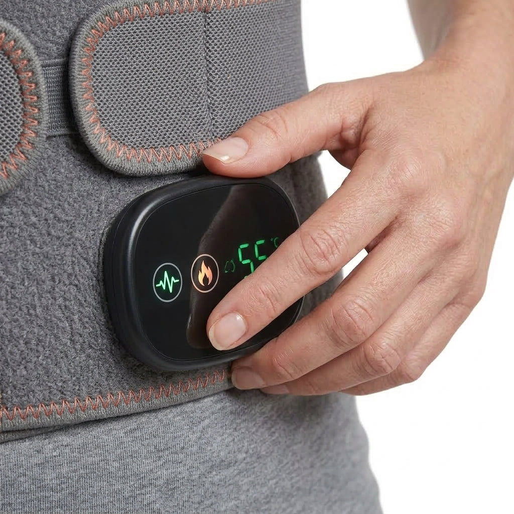 Ceinture Lombaire Électrique Chauffante Massage Vibrant & Lumière Rouge