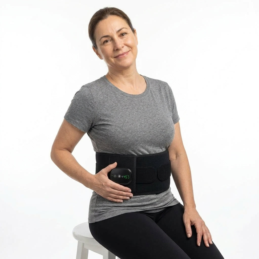 Ceinture Lombaire Chauffante et Vibrante Massage, Lumière Rouge & Chaleur