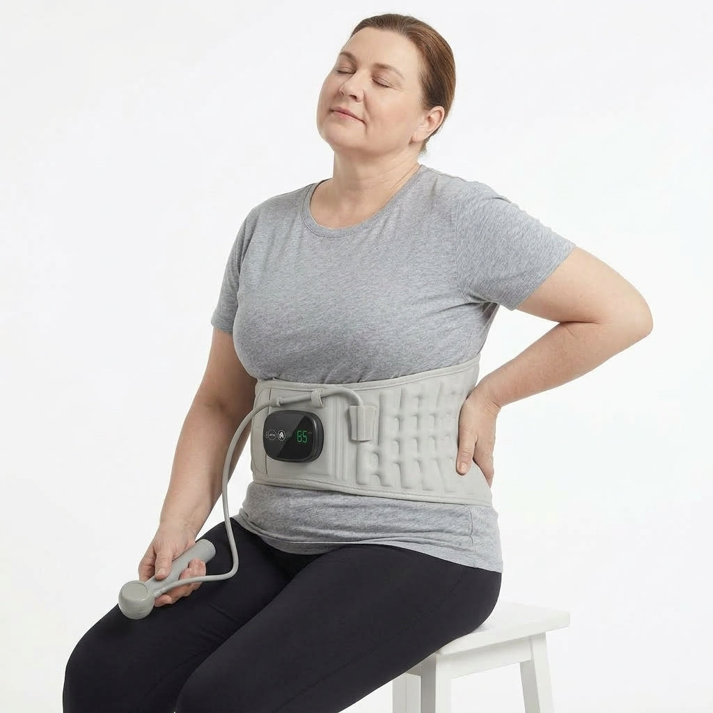 Ceinture Lombaire Chauffante & Massante Vibration, Compression d’Air & Rechargeable