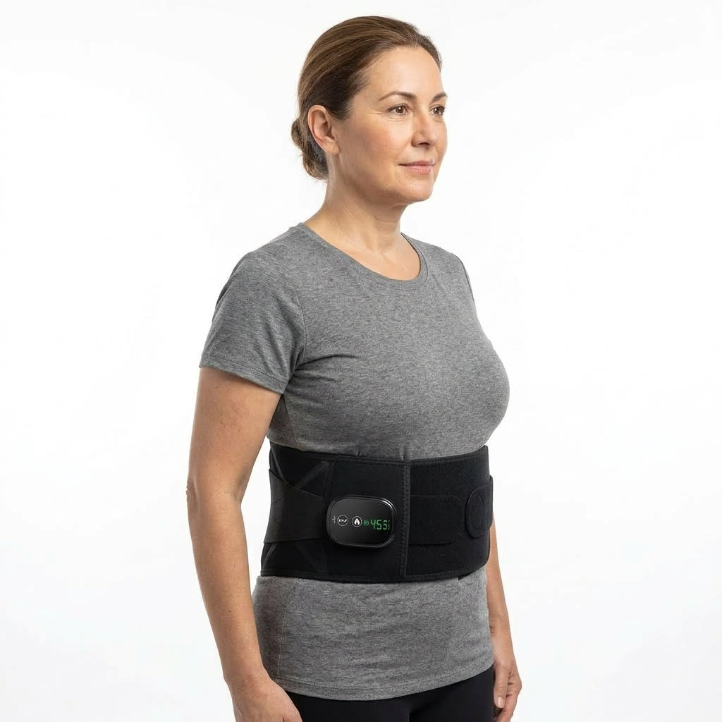 Ceinture Lombaire Chauffante et Vibrante Massage, Lumière Rouge & Chaleur
