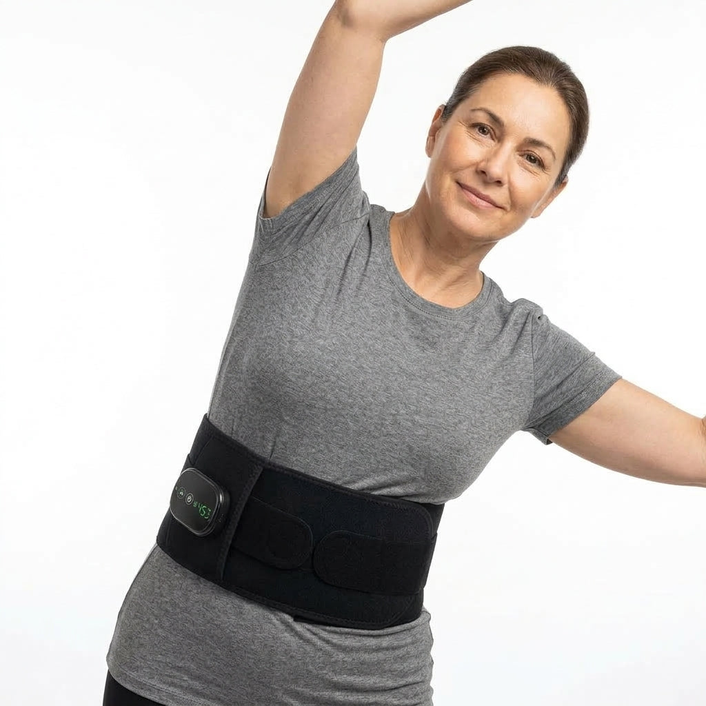 Ceinture Lombaire Chauffante et Vibrante Massage, Lumière Rouge & Chaleur