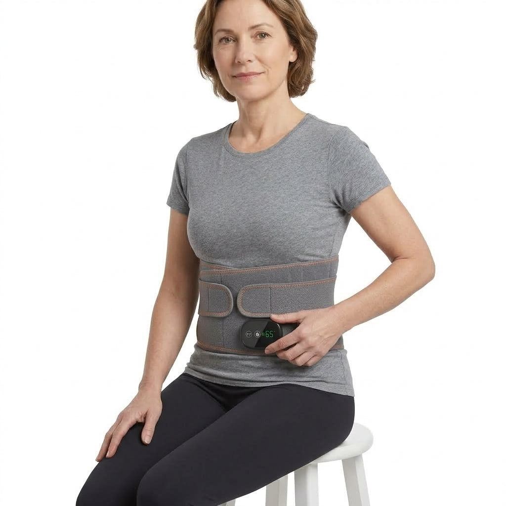 Ceinture Lombaire Électrique Chauffante Massage Vibrant & Lumière Rouge