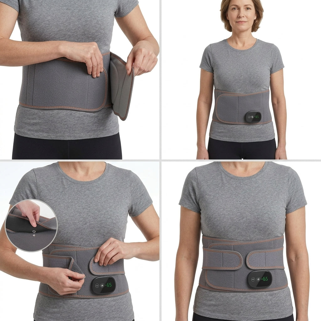 Ceinture Lombaire Électrique Chauffante Massage Vibrant & Lumière Rouge