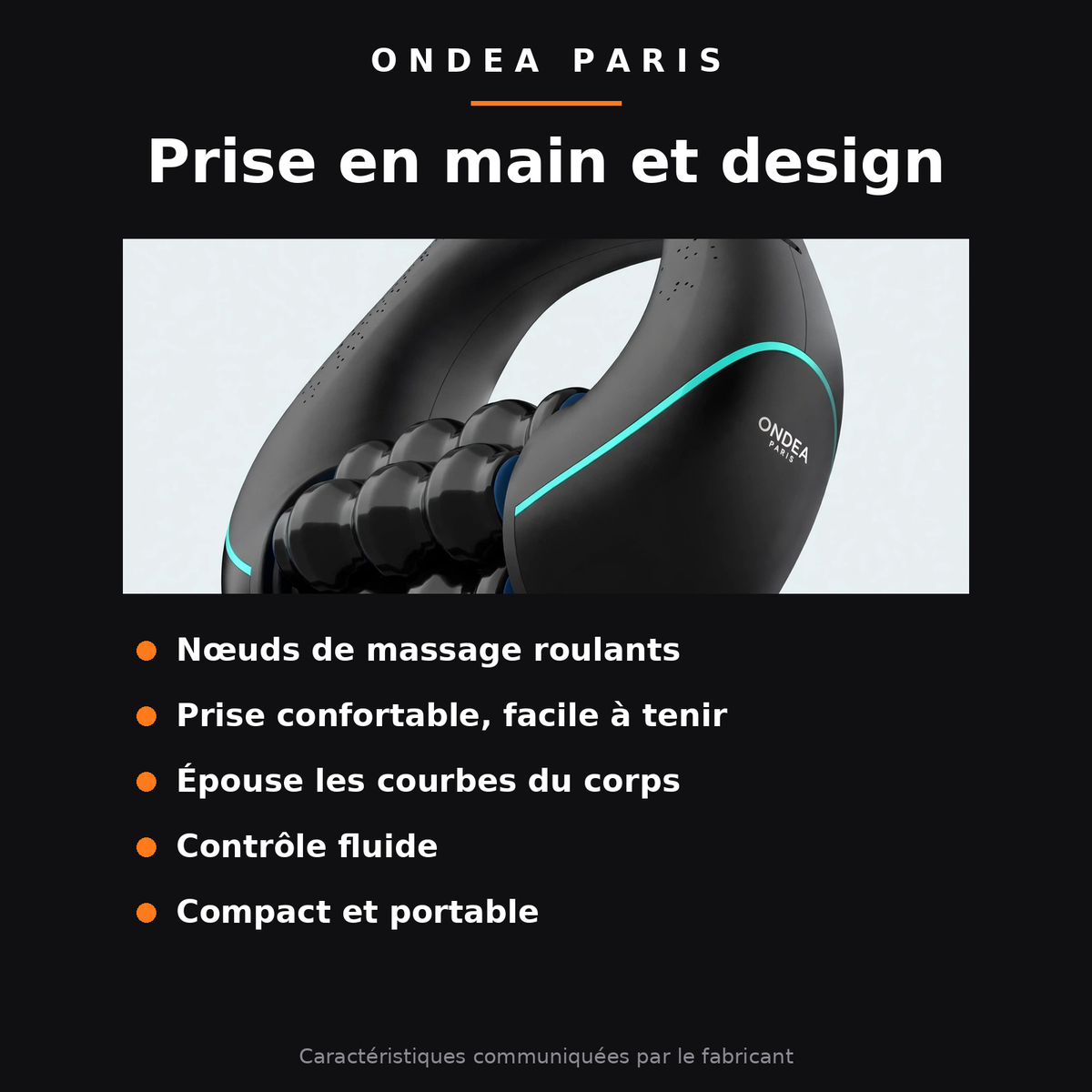 Mini Rouleau de Massage Électrique Sans Fil, 6 Rouleaux et 3 Vitesses