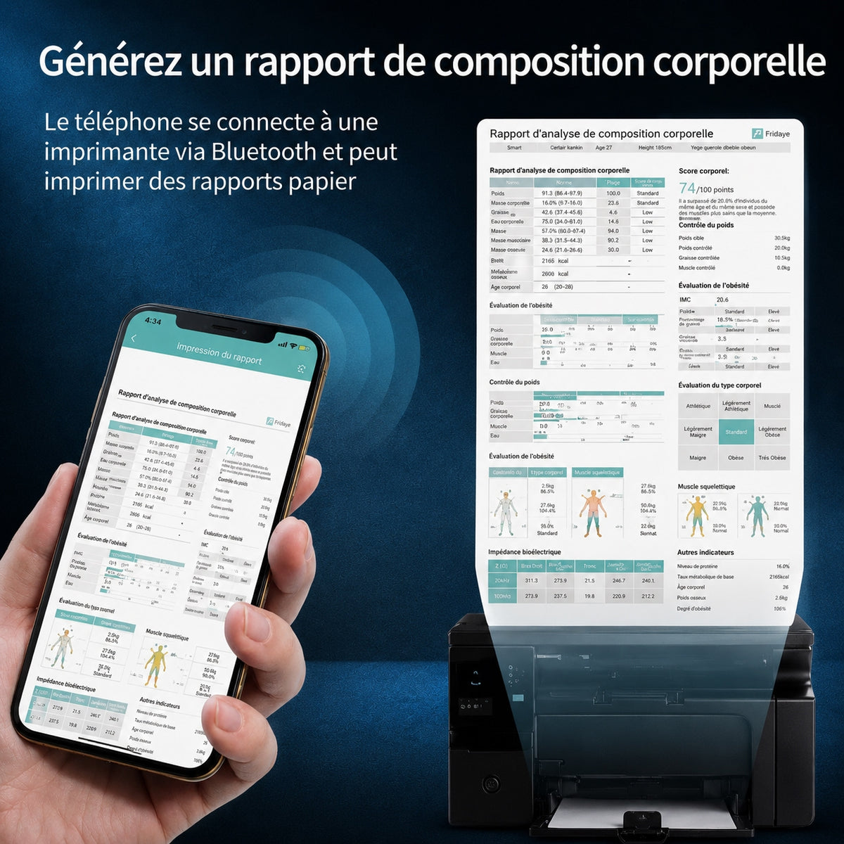 Balance Impédancemètre Connectée Analyse Corporelle avec Fonction Vocale