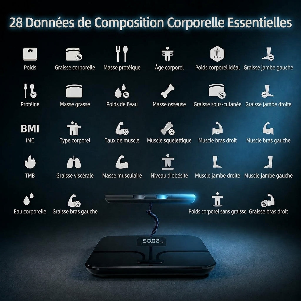 Balance Impédancemètre Connectée Analyse Corporelle avec Fonction Vocale
