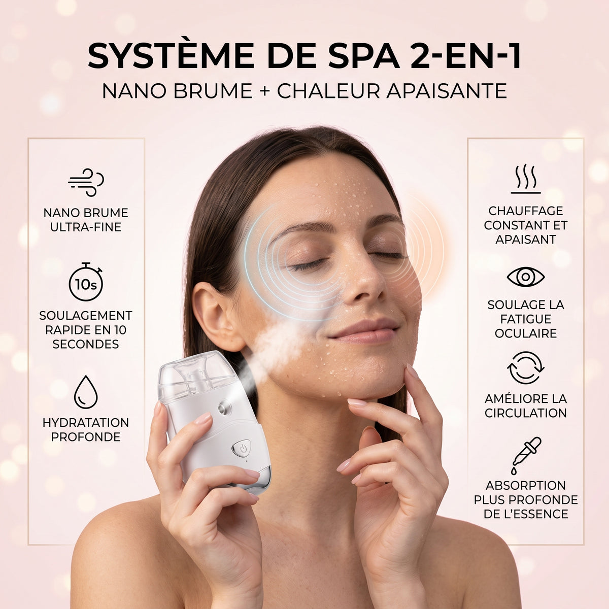 Masseur oculaire chauffant à brume nano sans fil