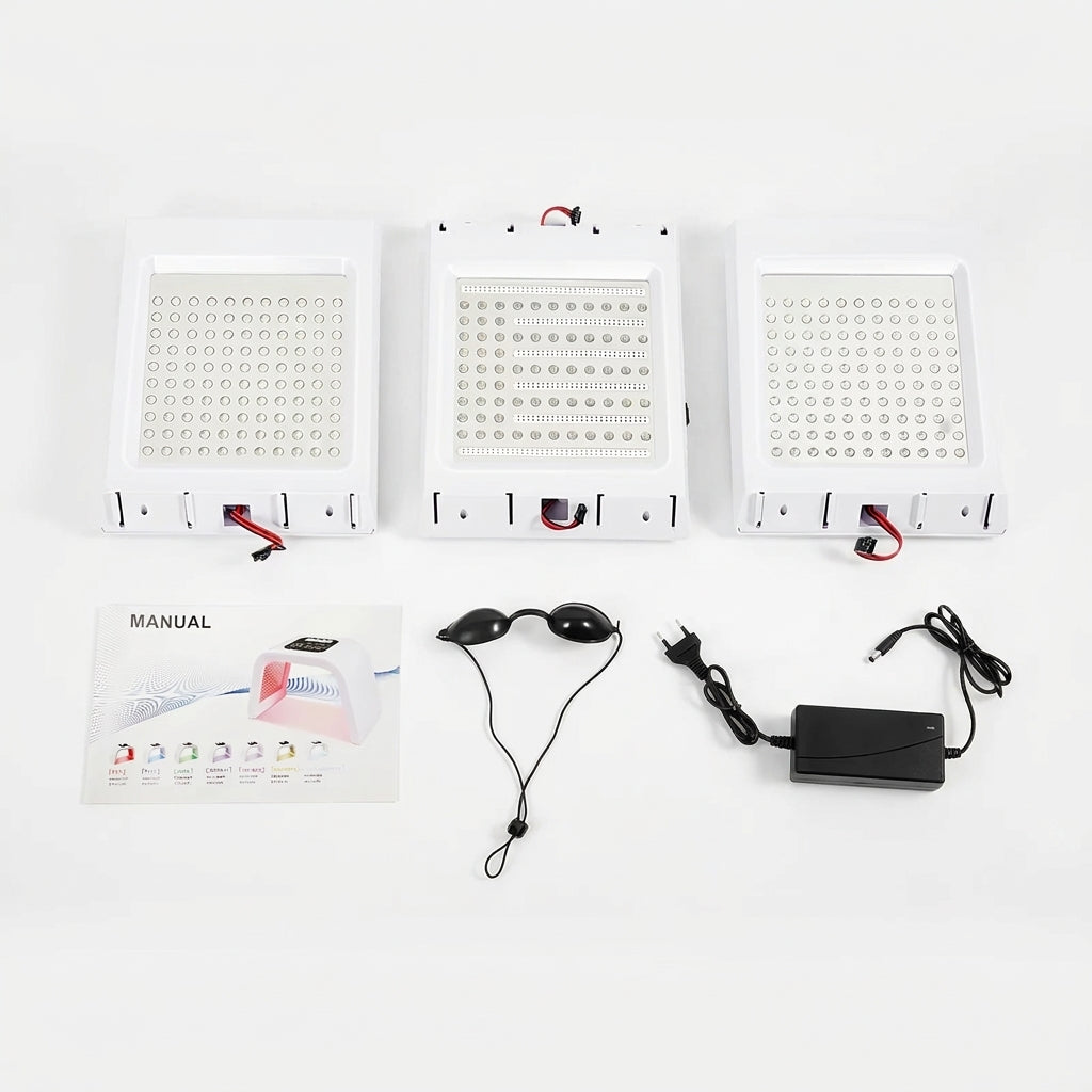 Masque LED Visage Professionnel 7 Couleurs, 287 LED