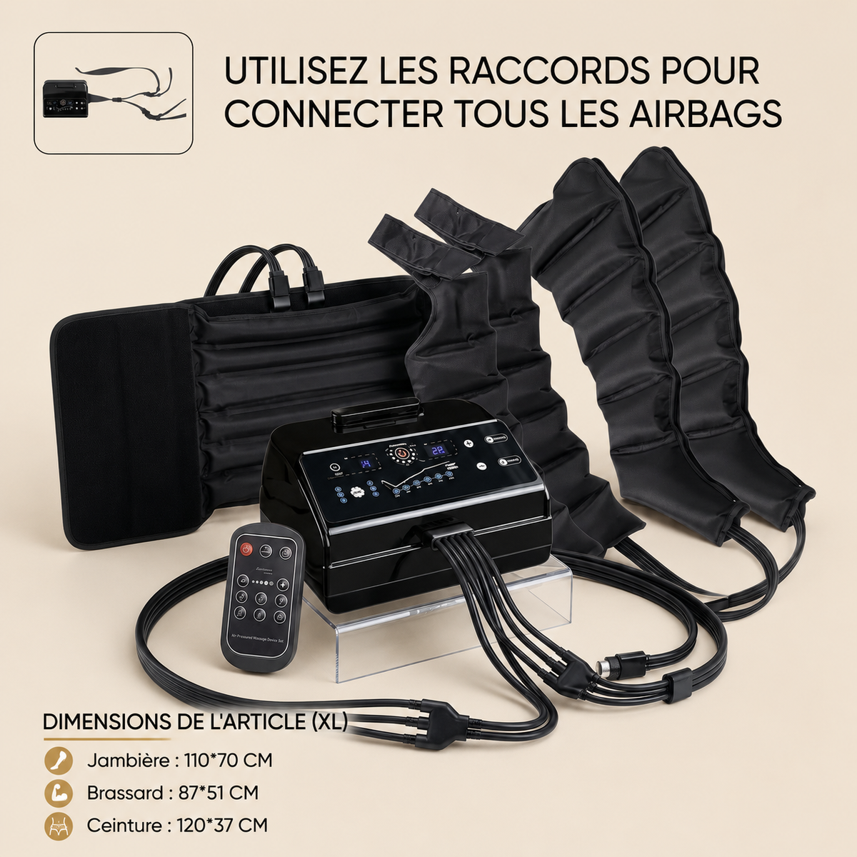 Pack complet pressothérapie et Compression Pro : jambes, ventre, bras